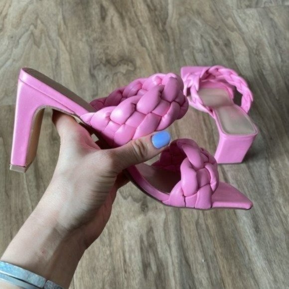 BCBGeneration Finaa Slide Pink Braided Heel Sandal 6.5 - Picture 4 of 7